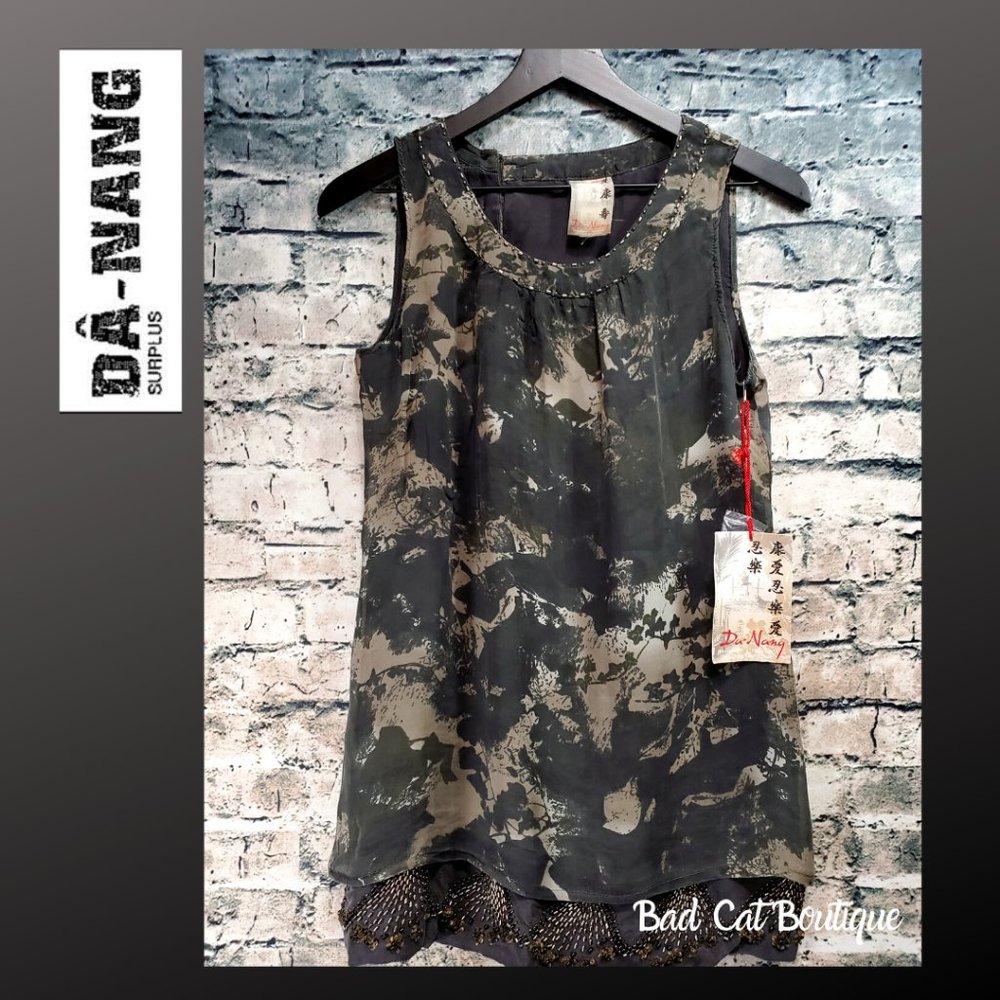 Da-Nang | Indo-Chine Silk Beaded Boho Tunic Blouse